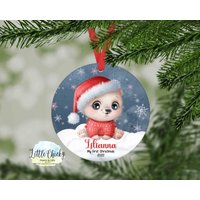 Eisbär Weihnachtsschmuck, 1st Christmas Ornament, Mein Erstes Weihnachten, Personalisiertes Andenken von littlechickypaperie