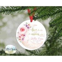 Love You To The Moon & Back Christmas Ornament, First Moon Mein Erstes Weihnachten, Personalisiertes Andenken von littlechickypaperie