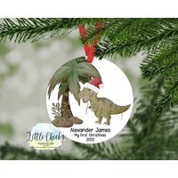 Trex Dinosaur Christmas Ornament, 1st Mein Erstes Weihnachten, Personalisierte Custom Ornament von littlechickypaperie