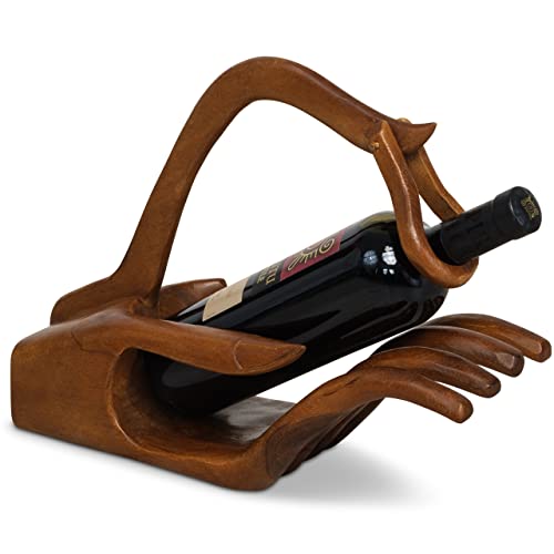 livasia Weinflaschenhalter aus Holz, Weinflaschenständer in Handarbeit aus Massivholz, Weinständer/Weinhalter in Form Einer Hand, Flaschenhalter exotisch livasia Weinflaschenhalter aus Holz, Weinflaschenständer in Handarbeit aus Massivholz, Weinständer/Weinhalter in Form Einer Hand, Flaschenhalter exotisch von livasia