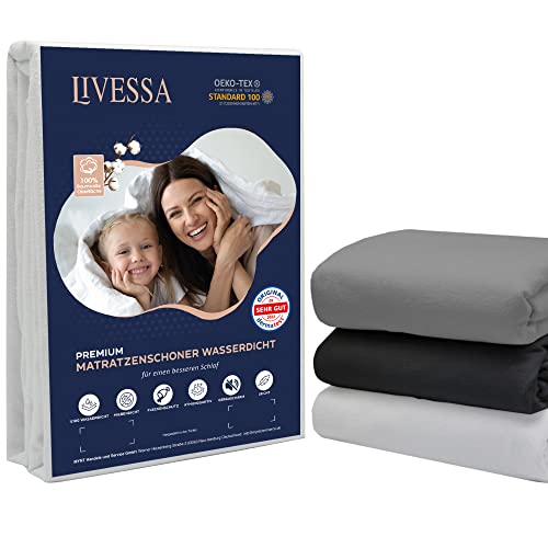 Livessa Matratzenschoner 200x220 + Jersey Spannbettlaken (2in1) - wasserdicht, Inkontinenz Spannbettlaken,%100 Baumwolle Jersey, atmungsaktiv, Ultra weich von livessa