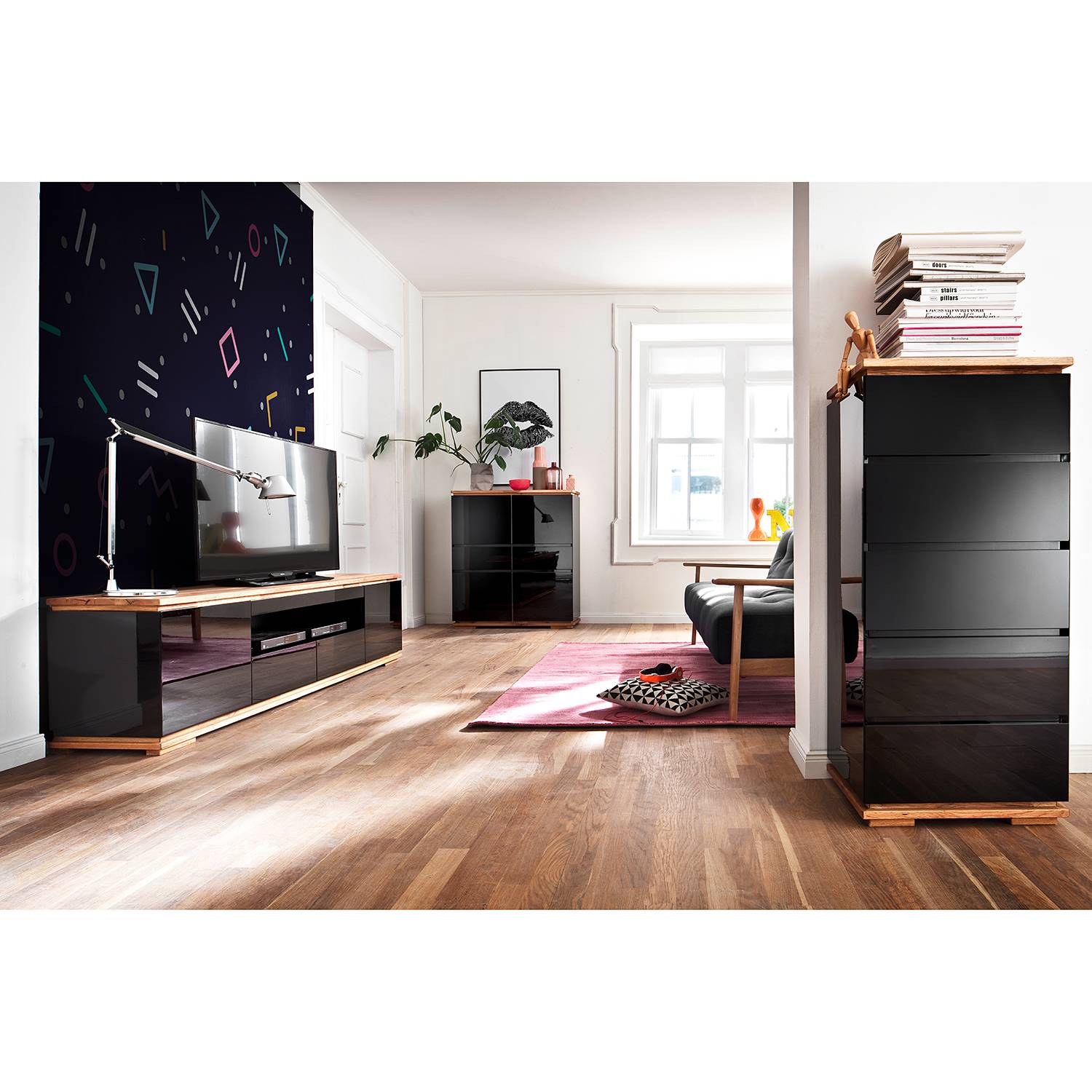 home24 Kommode 51 x 115 x 40cm Schwarz/Hochglanz Schwarz home24 Kommode 51 x 115 x 40cm Schwarz/Hochglanz Schwarz von home24