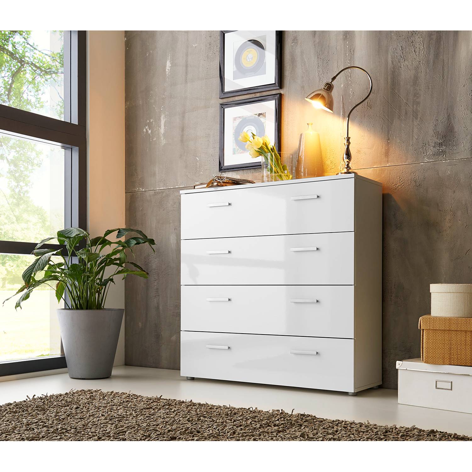 home24 Kommode Moustier II 88 x 91 x 32cm Weiß/Hochglanz Weiß home24 Kommode Moustier II 88 x 91 x 32cm Weiß/Hochglanz Weiß von home24