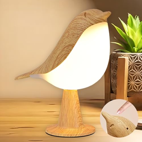 longziming LED Vogel Tischlampe, 3 Modi LED Tischlampe Vogel Leselicht mit Aromatherapie, 1800MA Kreative nachtlicht vogel tischlampe mit USB-C Aufladung, LED Akku Tischleuchte für Innen & Außen von longziming