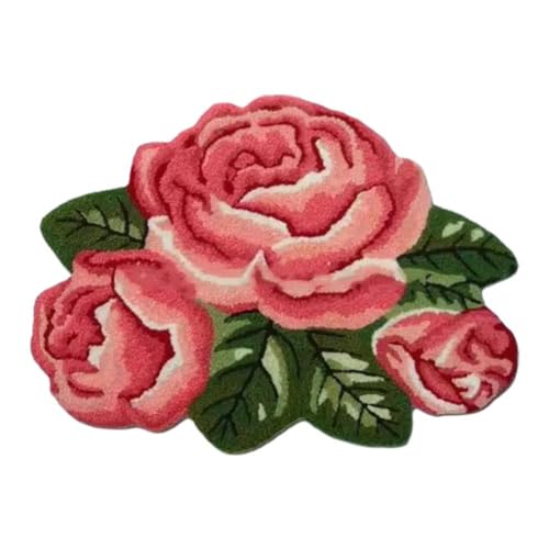 Badematte in Rosen-Form, rote Rose, Badematte, rutschfest, saugfähig, Badematte, weich von lopjk