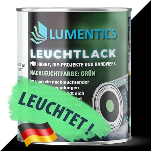 LUMENTICS Lack nachleuchtend grün 250ml - Leuchtet im Dunkeln - Selbstleuchtende Farbe auf Acrylbasis - Leuchtlack phosphoreszierend, fluoreszierend, wiederaufladbar, geruchsarm von LUMENTICS