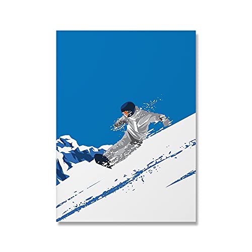 Abstrakte Retro- Kunst Poster Winterkabine Sport Klettern Vintage Leinwand Malerei Snowboard Reise Landschaft Drucke Home Decoration(Color:2,Size:21x30cm No Frame) von luose