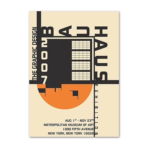 Abstrakte bunte Retro-Bauhaus-Ausstellungs-Wand-Kunst-Leinwand-Malerei, Poster und Drucke, Wandbilder for Wohnzimmer-Dekor (Color : H, Size : 50X70cm No Framed) von luose