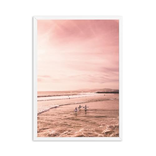 Bus rosa meer strand palme landschaft wandkunst leinwand malerei nordic poster and druckt wandbilder wohnzimmer dekor (Color : E, Size : 40x60cm No Frame) von luose