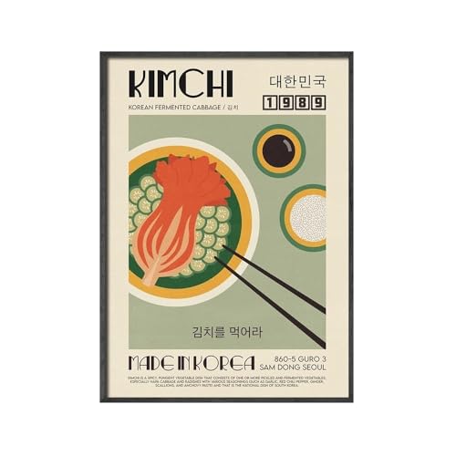 Japanische koreanische Lebensmittel Wandkunst Druckbild Cartoon Getränke Cocktails Kimchi Sushi Poster Leinwand Malerei Küche Dekor (Color : C, Size : 50x70cm No Frame) von luose