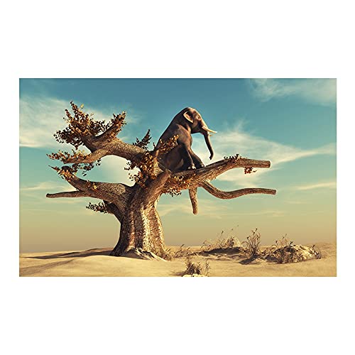 Lustiger Elefant sitzt auf Baum Tier Leinwand Malerei Poster und Drucke Nordic Wall Kunst Bilder Bilder Für Wohnkultur Cuadros(Size:40X50cm Unframed) von luose