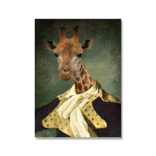 Nordische Giraffe Flamingo Porträt Leinwand Malerei Tier Vintage Poster und Drucke Wandbilder for Wohnzimmer Wohnkultur(Color:B,Size:50x70cm no frame) von luose