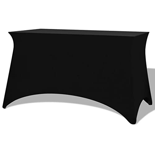 Tischcover Hussen Tischhusse Biertischhusse Elastische Tischabdeckung, Stretch-Tischhusse 2 STK. 183 x 76 x 74 cm Schwarz für Hochzeit, Geburtstag, Bankett, Party, Tischdekoration von lvssiao