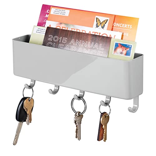 mDesign Schlüsselbrett mit Ablage aus Kunststoff – moderne Briefablage mit Schlüsselboard – praktisches Schlüsselbrett für den Eingangsbereich oder die Küche – grau mDesign Schlüsselbrett mit Ablage aus Kunststoff – moderne Briefablage mit Schlüsselboard – praktisches Schlüsselbrett für den Eingangsbereich oder die Küche – grau von mDesign