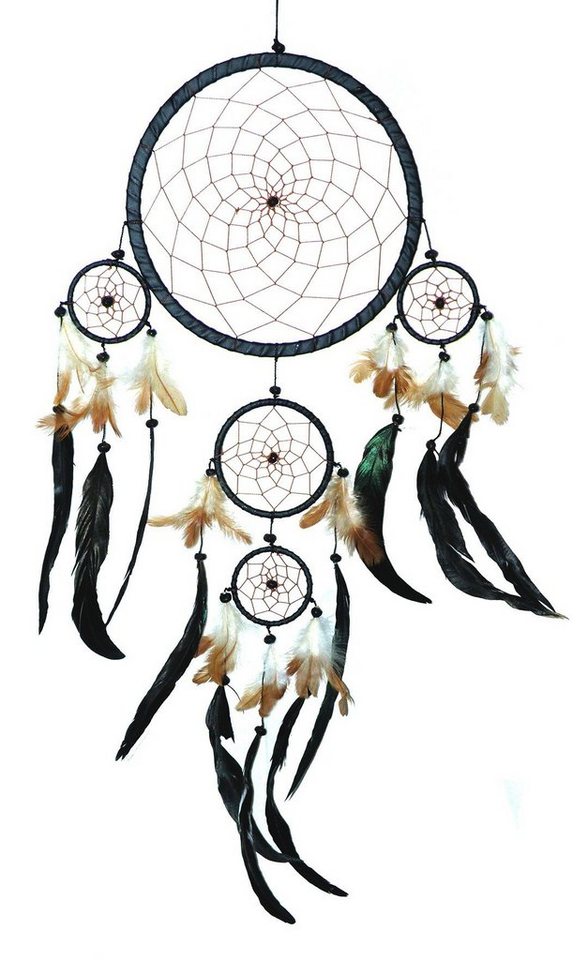 maDDma Dekohänger Traumfänger - Dreamcatcher "Happy Dreams" 22 cm & 4 x klein schwarz von maDDma