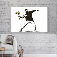 Banksy, The Man Throwing Blumen, Graffiti Kunst, Street Art, Wand Dekor, Große Leinwand Gemälde, Banksy Druck, Art Dekor von madebysrk