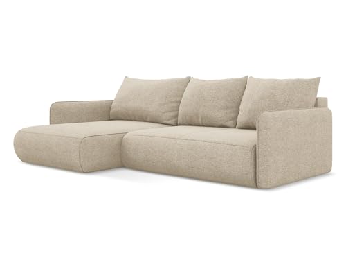 Nanea 3-Sitzer Ecksofa mit Schlaffunktion links in Beige - Schlafsofa mit Ottomane und Bettfunktion aus Chenille, für Wohnzimmer, Skandinavisch Design, Oeko-Tex 240x148x86 cm, bis 550 kg belastbar Nanea 3-Sitzer Ecksofa mit Schlaffunktion links in Beige - Schlafsofa mit Ottomane und Bettfunktion aus Chenille, für Wohnzimmer, Skandinavisch Design, Oeko-Tex 240x148x86 cm, bis 550 kg belastbar von makamii