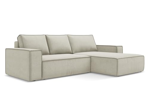 makamii Kimo 3-Sitzer Ecksofa mit Schlaffunktion rechts in Beige - Schlafsofa mit Ottomane und Bettfunktion aus Strukturstoff, für Wohnzimmer, Skandinavisch Design, Oeko-Tex 290x185x82 cm, bis 450 kg makamii Kimo 3-Sitzer Ecksofa mit Schlaffunktion rechts in Beige - Schlafsofa mit Ottomane und Bettfunktion aus Strukturstoff, für Wohnzimmer, Skandinavisch Design, Oeko-Tex 290x185x82 cm, bis 450 kg von makamii