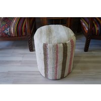 Pouffe Fußhocker Sitzsack Ottoman Rund Bodenkissen Boho Deko Natur Baumwolle Pouf Stuhl Kelim Teppich Handgewebt Modern von mamcanart