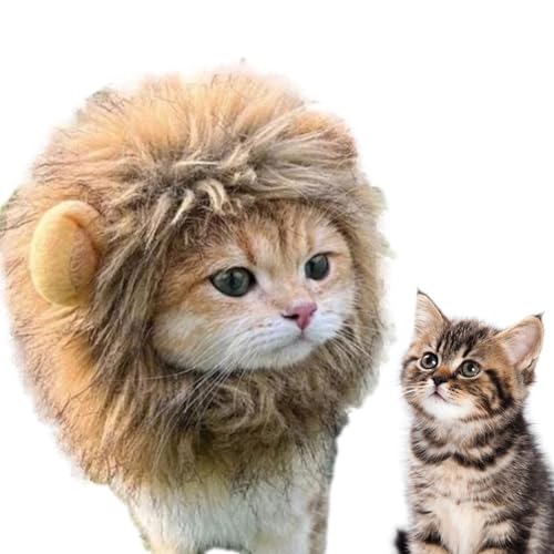 Löwe Haar Kopfbedeckung Süße Löwenkostüm Katze Kostü Halloween Haustier Löwenmähne Kostü Mit Ohren Für Halloween Und Weihnachten,Katze Cosplay Bekleidung von manting