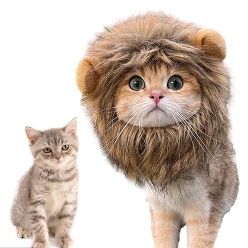 Löwe Haar Kopfbedeckung Süße Löwenkostüm Katze Kostüm Halloween Haustier Löwenmähne Kostüm Mit Ohren Für Halloween Und Weihnachten,Katze Cosplay Bekleidung von manting