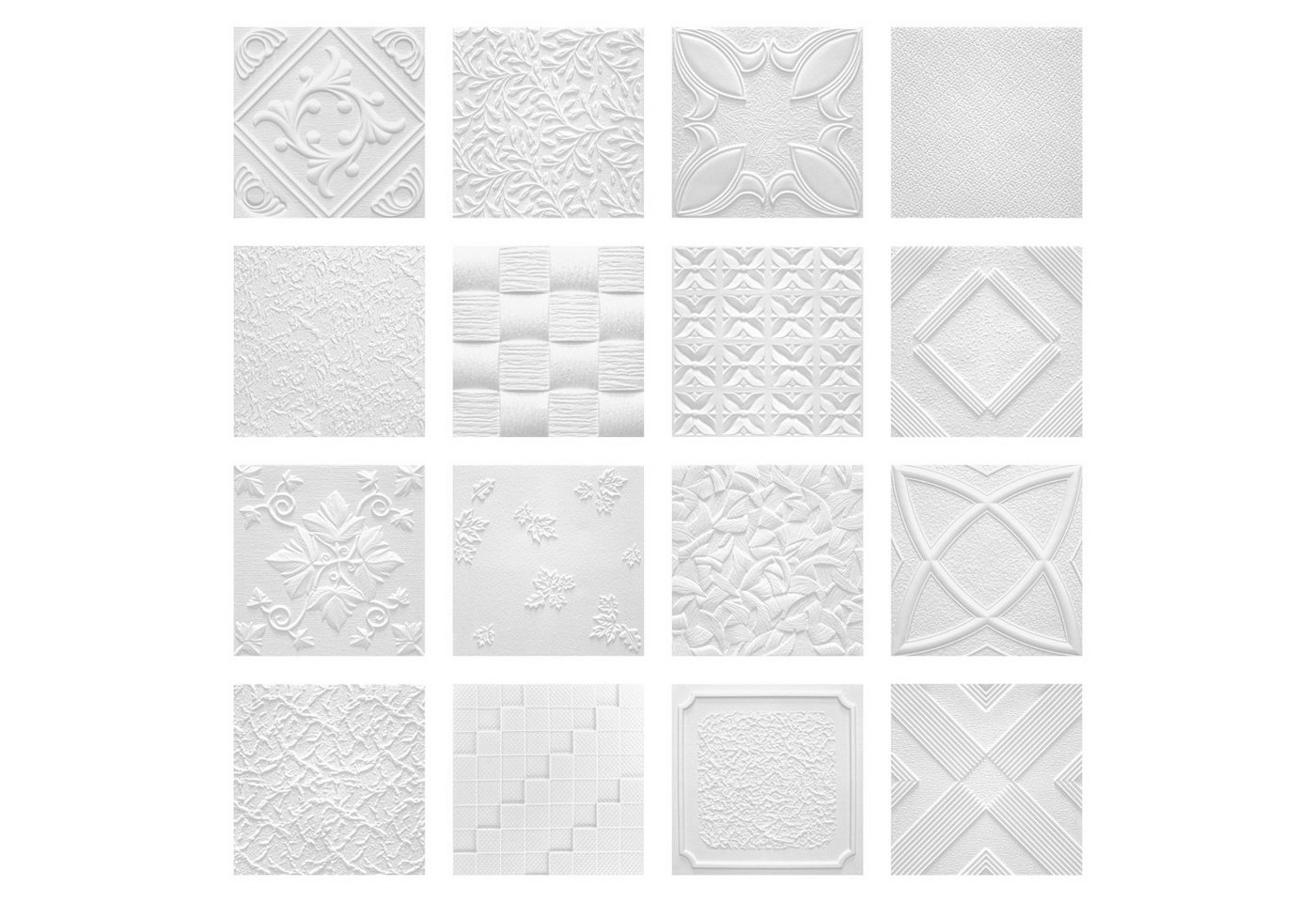 marbet design Wanddekoobjekt PUTZ (2 qm Deckenplatten aus Styropor - 50x50cm EPS Wand- und Deckenverkleidung weiße Platten Dekor formfest) von marbet design