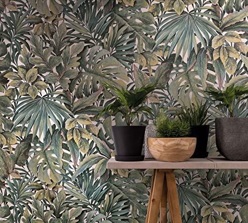 marburg Tapete grün, weiß Vliestapete Glööckler Jungle RTL Floral Blätter Natur Muster für Schlafzimmer, Wohnzimmer oder Küche 10,05 x 0,53m 33413 von marburg