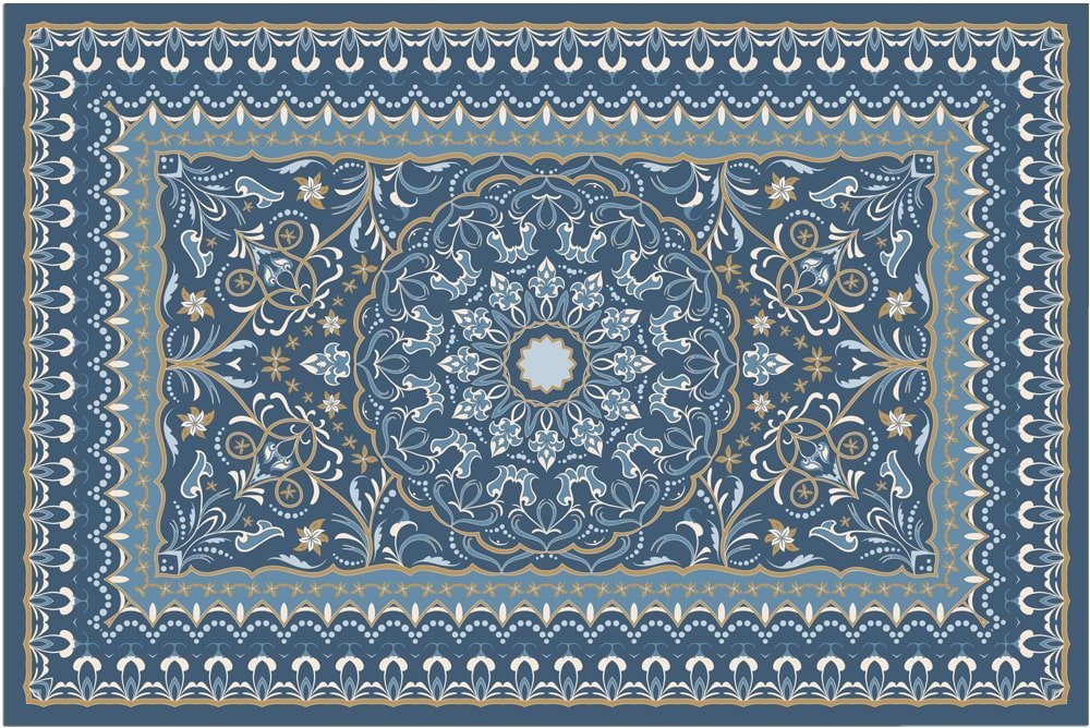 Fußmatte Türmatte Vintage Floral blau in 40x60 cm als Fussabtreter, matches21 HOME & HOBBY, rechteckig, Höhe: 5 mm, Rutschfester Türvorleger für innen als waschbare Schmutzfangmatte von matches21 HOME & HOBBY
