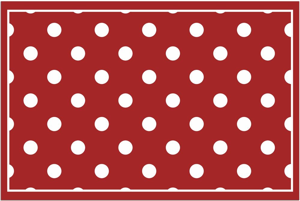 Fußmatte Türmatte Punkte rot weiß in 40x60 cm als Fussabtreter, matches21 HOME & HOBBY, rechteckig, Höhe: 5 mm, Rutschfester Türvorleger für innen als waschbare Schmutzfangmatte von matches21 HOME & HOBBY