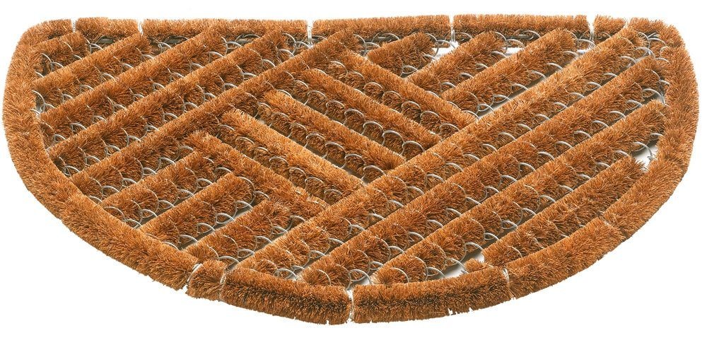 Fußmatte Kokosmatte natur halbrund als aussen Sauberlaufmatte, matches21 HOME & HOBBY, halbrund, Höhe: 30 mm, Kokos Drahtbürsten-Türmatte als Outdoor Schmutzfangmatte 40x60 cm von matches21 HOME & HOBBY