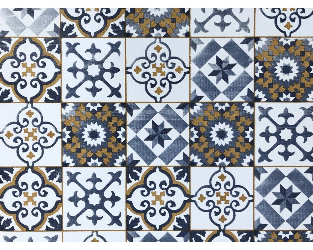 Fußmatte SOFT VINTAGE Bodenbelag Kachel Polyester blau beige 65x100 cm, matches21 HOME & HOBBY, rechteckig, Höhe: 2.2 mm von matches21 HOME & HOBBY