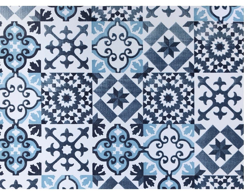 Fußmatte SOFT VINTAGE Bodenbelag Kachel Polyester blau weiß 65x100 cm, matches21 HOME & HOBBY, rechteckig, Höhe: 2.2 mm von matches21 HOME & HOBBY