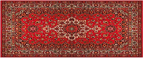 Teppich Läufer Vintage Ornamente Perser rot beige als Küchenteppich - Rutschfester Küchenläufer in 60x150 cm als Flur Brücke - Waschbarer Teppichläufer für Küche, Schlafzimmer, Wohnzimmer von matches21 HOME & HOBBY