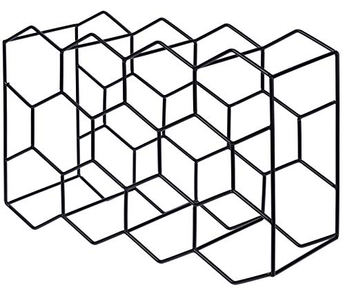 matrasa Weinregal Honeycomb für 11 Flaschen - geometrisches Flaschenregal aus Metall 30x15x45cm Schwarz von matrasa