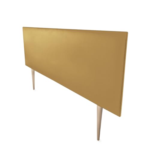 Mattfy Kopfteil Nantes gepolstert + Beine, hochwertiger Bezug aus Kunstleder, praktisch und attraktives Design, Holz, Gold, 160 x 60 cm (Cama 150) von mattfy