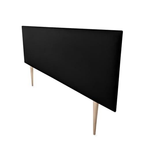 Mattfy Kopfteil Nantes gepolstert + Beine, hochwertiger Bezug aus Kunstleder, praktisch und attraktives Design, Holz, Schwarz, 100 x 60 cm (Cama 90) von mattfy