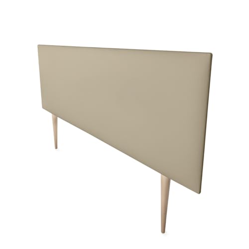 Mattfy Kopfteil Nantes gepolstert + Beine, hochwertiger Bezug aus Kunstleder, praktisch und attraktives Design, Holz, beige, 160 x 60 cm (Cama 150) von mattfy