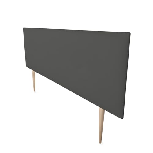 Mattfy Kopfteil Nantes gepolstert + Beine, hochwertiger Bezug aus Kunstleder, praktisch und attraktives Design, Holz, grau, 100 x 60 cm (Cama 90) von mattfy