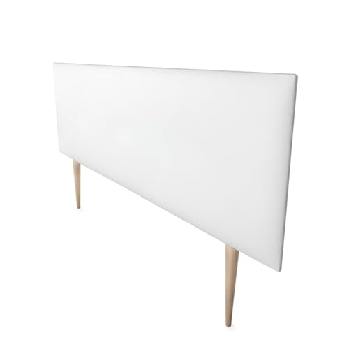 Mattfy Kopfteil Nantes gepolstert + Beine, hochwertiger Bezug aus Kunstleder, praktisch und attraktives Design, Holz, weiß, 100 x 60 cm (Cama 90) von mattfy