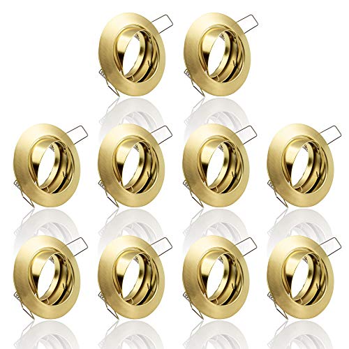 max K O M F O R T 10x SET Einbaustrahler + GU10 für 230V gold Schwenkbar rund Einbau Spots Decken Strahler Leuchte Spots Deckenleuchte Lampe Einbauleuchte Einbaurahmen 104S-TP GD von max K O M F O R T