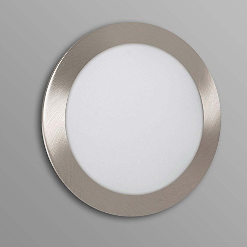 max K O M F O R T LED Panel Einbaustrahler Flach Edelstahl-Optik | 18W warmweiß rund | Spot Einbauspot Deckenleuchte Deckenlampe Lampe Leuchte von max K O M F O R T