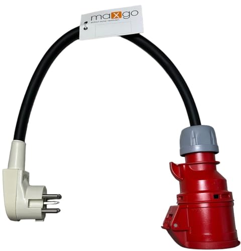 Adapter-Kabel Perilex 16A Winkelstecker auf 16A CEE-Kupplung von PCE 400V H07RN-F 5G2,5mm² Gummischlauchleitung 0,5m von maxgo