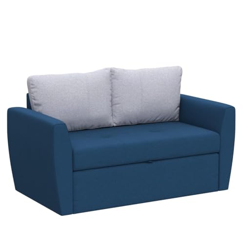 Sofa Sessel mit Schlaffunktion Kindersofa Schlafsessel mit Bettfunktion Gästebett Klappsofa Bettfunktion mit Bettkasten Mini Couch 2-Sitzer Sofagarnitur Jugendzimmer SARA 120 MOEBLO (Blau) von mb-moebel