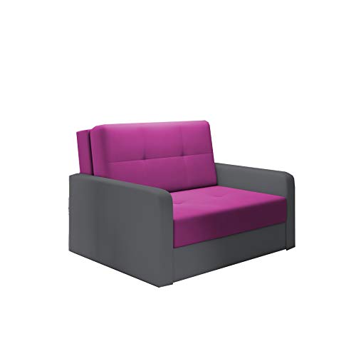mb-moebel kleines Sofa mit Schlaffunktion und Bettkasten Schlafsessel Gästebett Jugendsessel Couch Bettsofa ERIK02 (Shaggy 14 + Soft 29) von MEUBLO