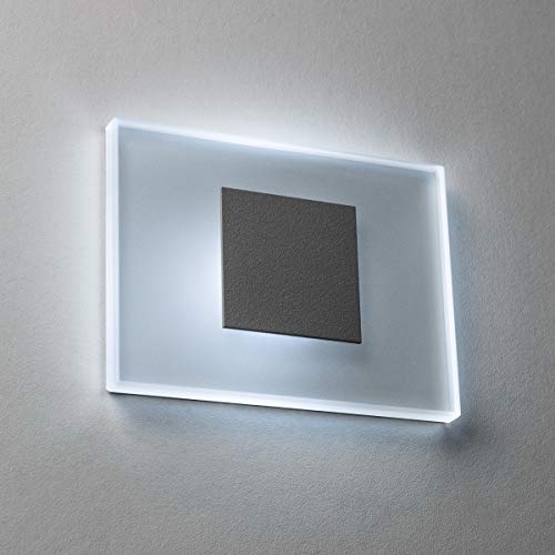 LED Treppenbeleuchtung Premium SunLED Medium 230V 1W Echtes Glas Wandleuchten Treppenlicht mit Unterputzdose Treppen-Stufen-Beleuchtung Wandeinbauleuchte (ALU: Silbergrau; LICHT: Kaltweiß) von meerkatsysteme