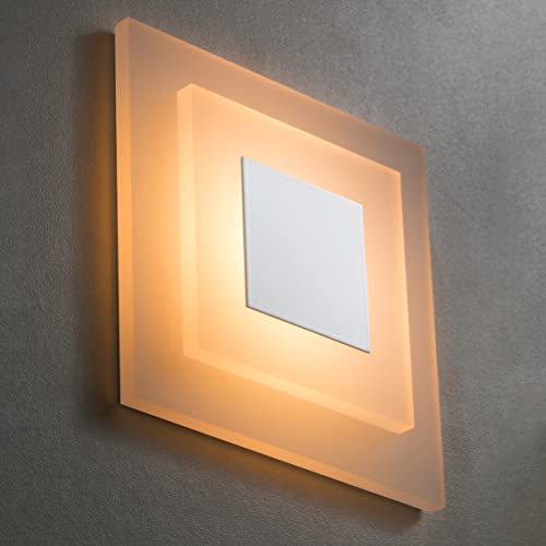 meerkatsysteme 5er SET LED Treppenbeleuchtung Premium SunLED Pyramid 230V 1W Echtes Glas Treppenlicht mit Unterputzdose Treppen-Stufen-Beleuchtung Wandeinbauleuchte (Warmweiß, Alu: Weiß) von meerkatsysteme