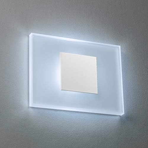 meerkatsysteme LED Treppenbeleuchtung Premium SunLED Medium 230V 1W Echtes Glas Wandleuchten Treppenlicht mit Unterputzdose Treppen-Stufen-Beleuchtung Wandeinbauleuchte (ALU: Weiß; LICHT: Kaltweiß) von meerkatsysteme