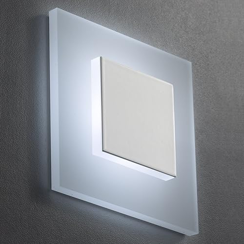 meerkatsysteme SET LED Treppenbeleuchtung Premium SunLED Pyramid Small 230V 1W Echtes PlexiGlas Treppenlicht mit Unterputzdose Beleuchtung Wandeinbauleuchte (ALU: Weiß; LICHT: Kaltweiß, 5 Stück) von meerkatsysteme