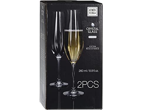 meindekoartikel 2er-Set Champagnergläser stoßfestes Kristallglas mit Rillenmuster (Champagnerglas - 260ml) von meindekoartikel