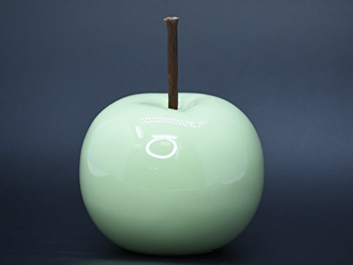 meindekoartikel Apfel aus Keramik Deko-Apfel Deko-Figur Obst Keramikapfel Ø 8,5 cm Höhe 10 cm, Hellgrün von meindekoartikel